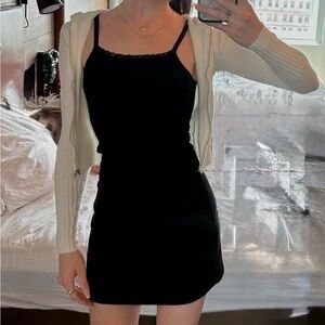 Brandy Melville Belle Lace Black Sleeveless Mini Cami Tank Slip Bodycon Dress S